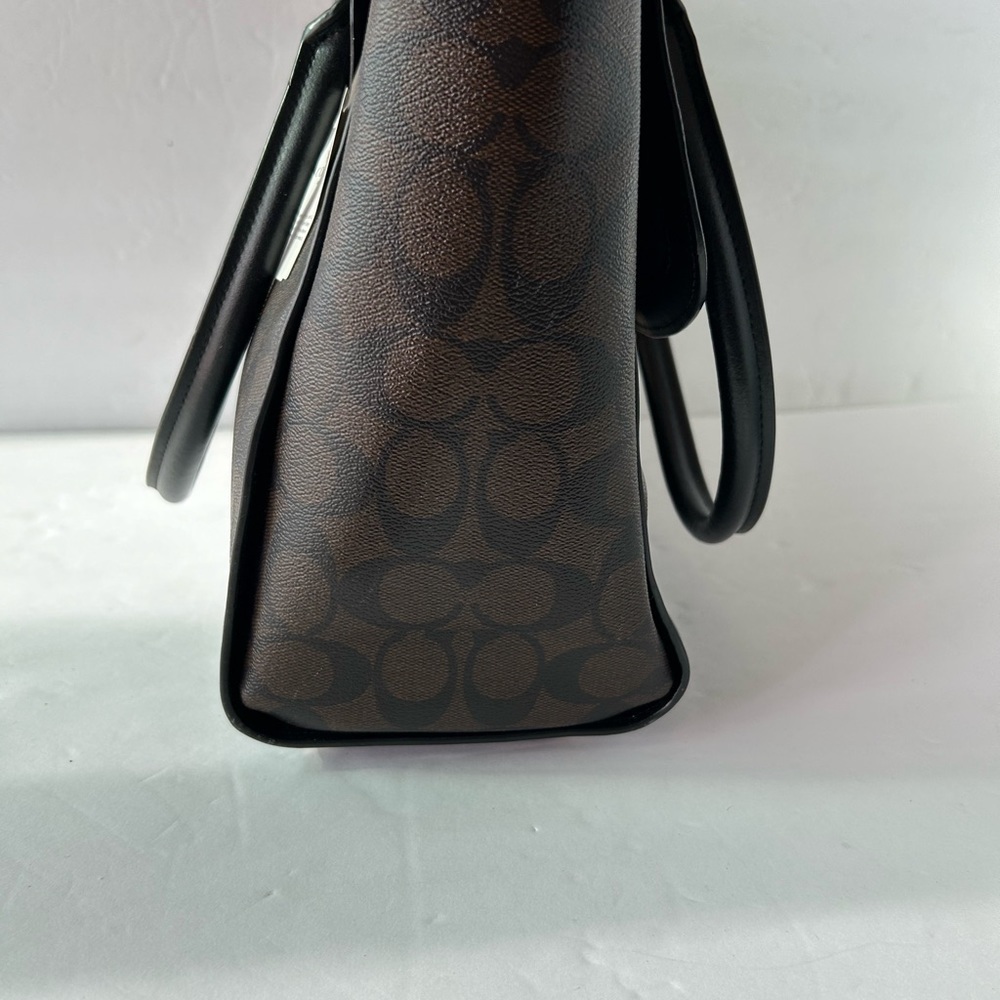 Coach Two Tone Leather and Signature Print Large Satchel - Picture 7 of 10